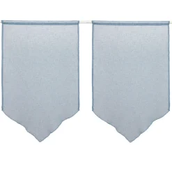 Vitrage en pointe passe tringle uni bleu orage x 2