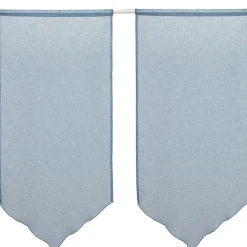 Vitrage en pointe passe tringle uni bleu orage x 2