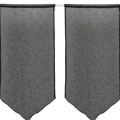 Vitrage en pointe passe tringle uni noir x 2