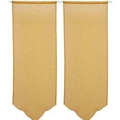 Vitrage en pointe uni jaune moutarde x 2