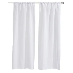 Vitrage passe tringle aspect toile à beurre blanc uni x2