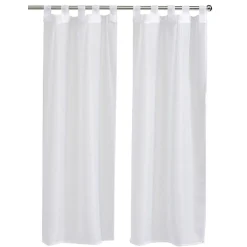 Vitrage passe tringle blanc uni x2