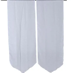 Vitrage passe tringle finition pointe effet lin uni blanc 60x160 cm x2