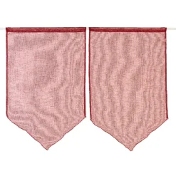 Vitrage passe tringle pointe rouge effet lin x2