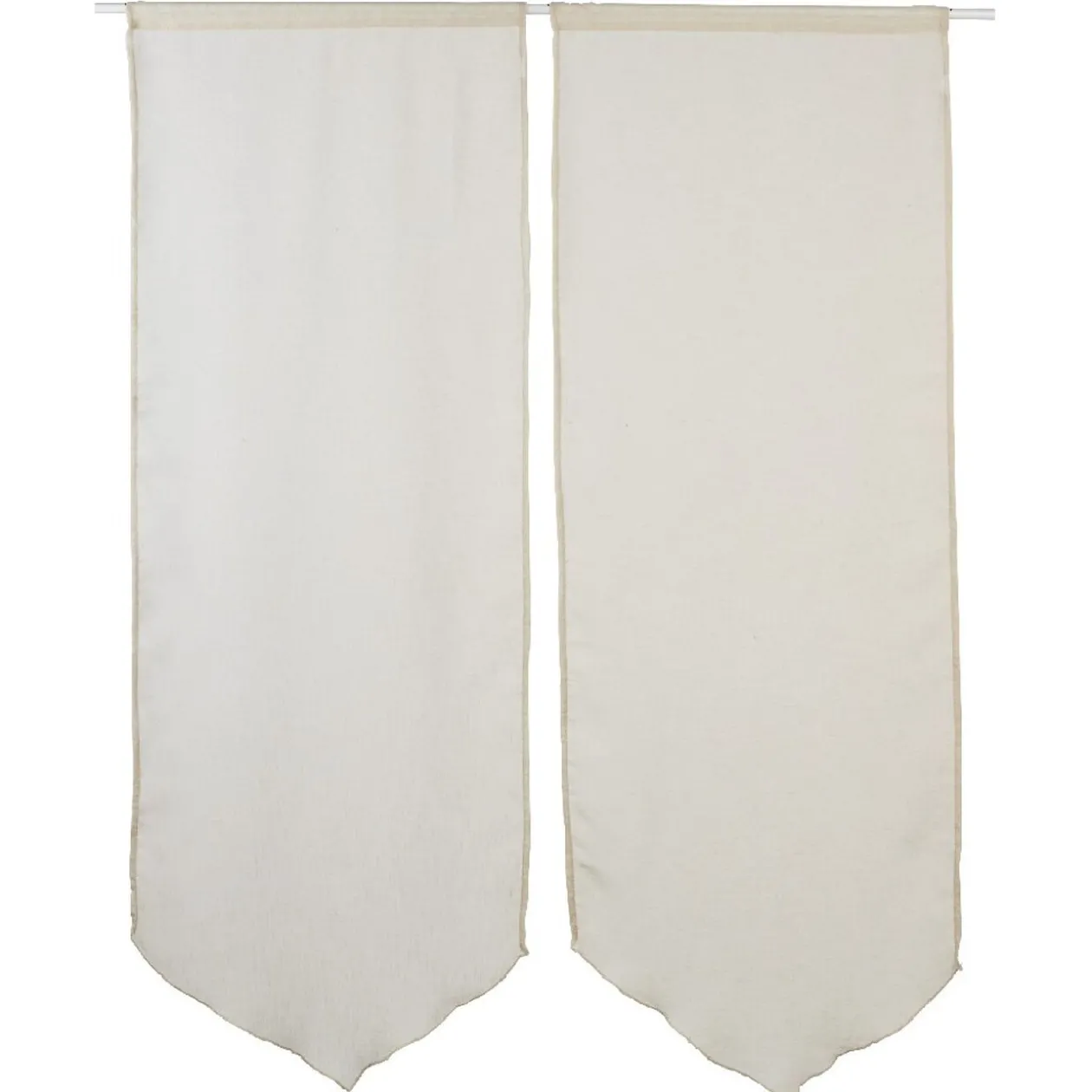 Vitrage passe tringle pointe beige effet lin x2