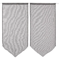 Vitrage passe tringle pointe gris effet lin x2