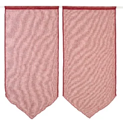 Vitrage passe tringle pointe rouge effet lin x2