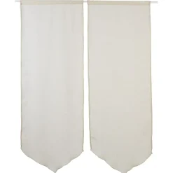 Vitrage passe tringle pointe beige effet lin x2