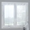 Vitrage passe tringle voile uni blanc pointe pompon 60x120cm x2