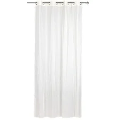 Voilage à oeillets aspect toile à beurre uni blanc ivoire