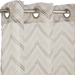 Voilage à oeillets beige imprimé chevrons 100% polyester 140x240cm