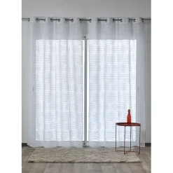 Voilage à oeillets blanc à rayures