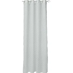 Voilage à oeillets blanc brodé plumetis rouge