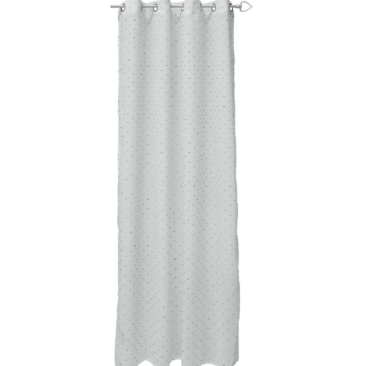 Voilage à oeillets blanc brodé plumetis rouge