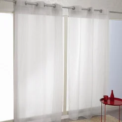 Voilage à oeillets blanc design rayures