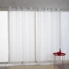 Voilage à oeillets blanc design quadrillage