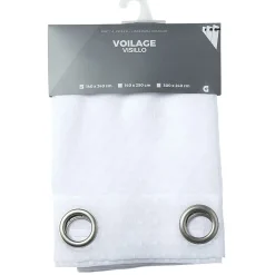 Voilage à oeillets blanc effet broderie
