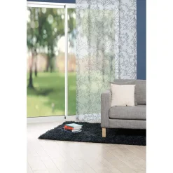 Voilage à oeillets blanc imprimé branches feuilles vert 140x240 cm