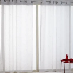 Voilage à oeillets blanc rayé