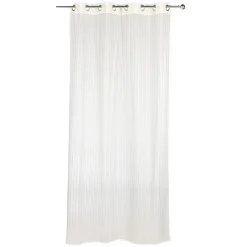 Voilage à oeillets écru lignes verticales argentées