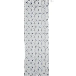 Voilage à oeillets Cyclade blanc et bleu imprimé losanges