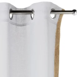 Voilage à oeillets Dolly uni avec bord en jute 140x240 cm