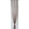 Voilage à oeillets double uni taupe et blanc