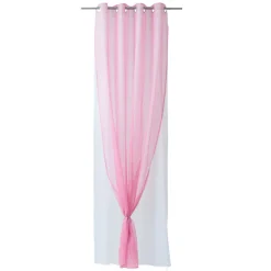Voilage à oeillets double uni rose et blanc