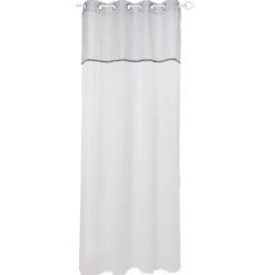 Voilage à oeillets Galoni haut imprimé motif arrondi gris