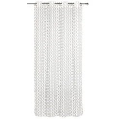 Voilage 8 oeillets imprimé losange blanc et taupe