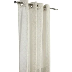 Voilage à oeillets imprimé feuilles taupe 140x240cm