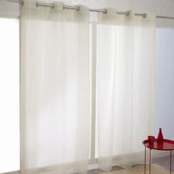 Voilage à oeillets ivoire design rayures