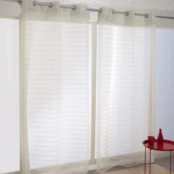 Voilage à oeillets ivoire design rayures