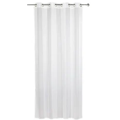 Voilage à oeillets jacquard bande verticale blanc