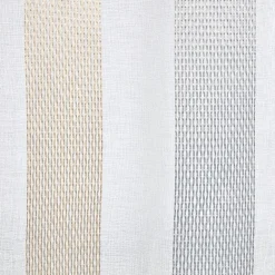 Voilage à oeillets jacquard blanc bande verticales gris et taupe