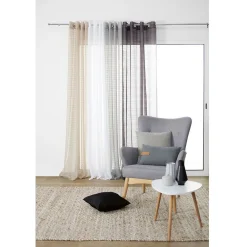 Voilage à oeillets jacquard rayures horizontales 140x240 cm