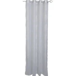 Voilage à oeillets motif brodé rond gris clair