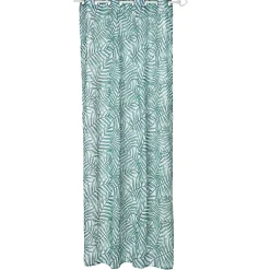 Voilage à oeillets motif exotique feuillage blanc vert 140x240 cm