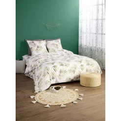 Voilage à oeillets motif feuillage 140x240 cm