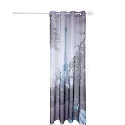 Voilage à oeillets motif Tour Eiffel bleu