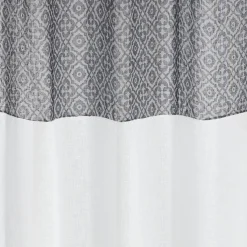 Voilage à oeillets noirs motif géométrique gris Urban