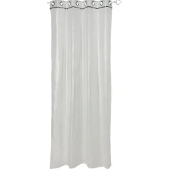 Voilage à oeillets Piping brillant haut liseré argenté