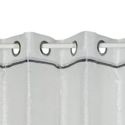 Voilage à oeillets Piping brillant haut liseré argenté