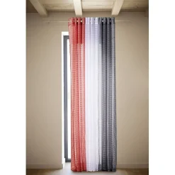 Voilage à oeillets polyester imprimé rayures 140x240 cm