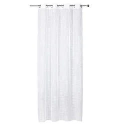 Voilage à oeillets quadrillage blanc