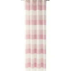 Voilage à oeillets rayé rose blanc beige
