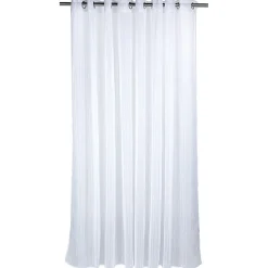 Voilage à oeillets rayures verticales blanc baie vitrée