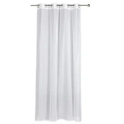 Voilage à oeillets rayures horizontales finition broderie blanc