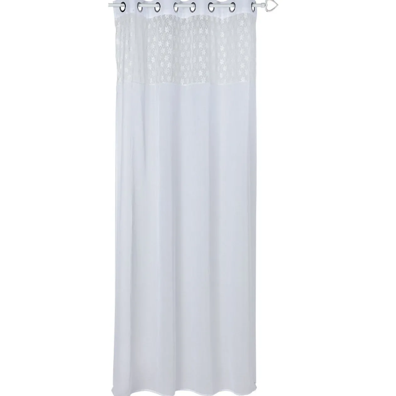 Voilage à oeillets Serenity haut dentelle blanc