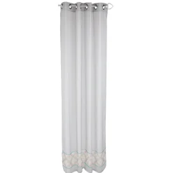 Voilage à oeillets uni blanc motifs carreaux de ciment